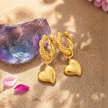 18K Gold-Plated Heart Huggie Earrings