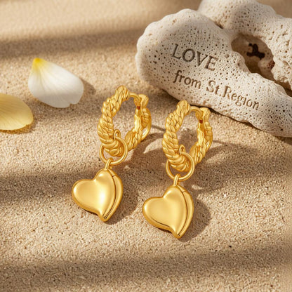 18K Gold-Plated Heart Huggie Earrings