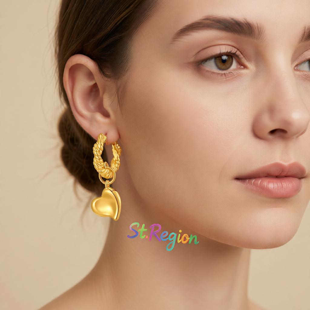 18K Gold-Plated Heart Huggie Earrings
