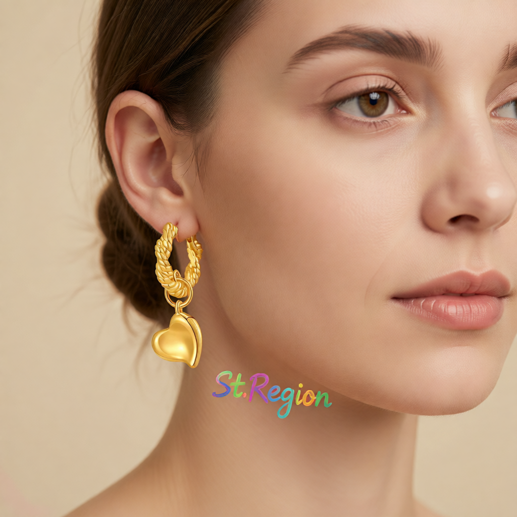 18K Gold-Plated Heart Huggie Earrings