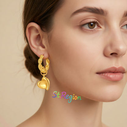 18K Gold-Plated Heart Huggie Earrings