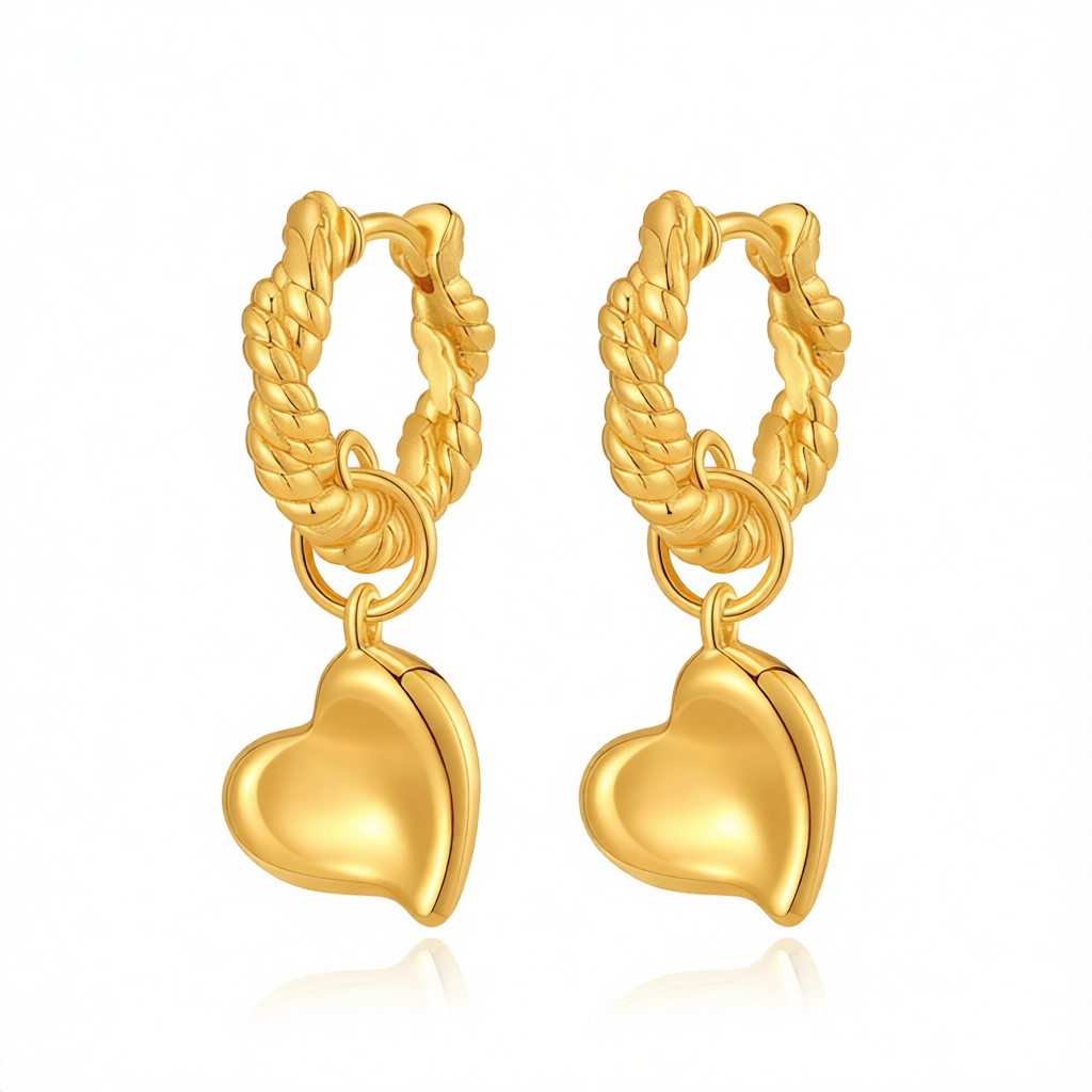 18K Gold-Plated Heart Huggie Earrings