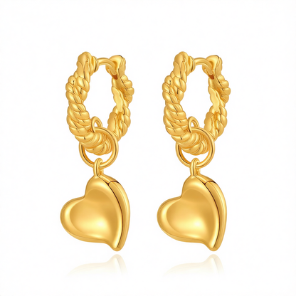 18K Gold-Plated Heart Huggie Earrings