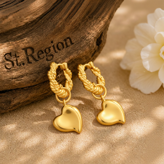 18K Gold-Plated Heart Huggie Earrings