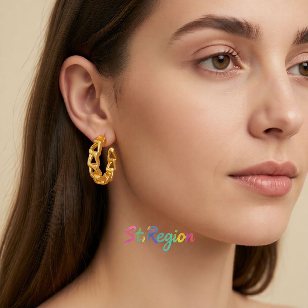 18K Gold-Plated Curb-Chain Huggie Earrings