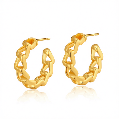 18K Gold-Plated Curb-Chain Huggie Earrings
