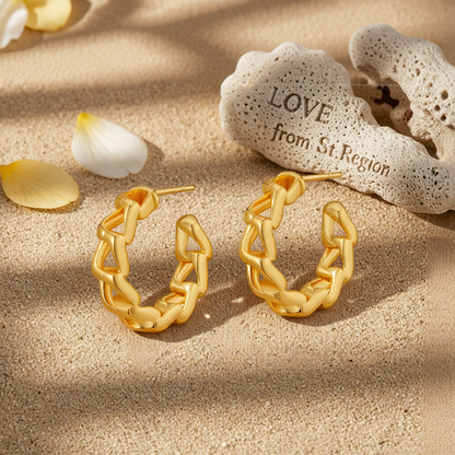 18K Gold-Plated Curb-Chain Huggie Earrings