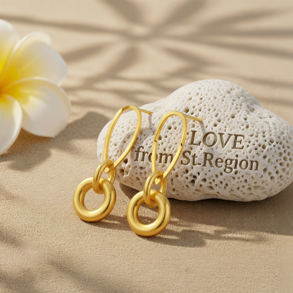 18K Gold-Plated Pear-Shaped & Round Dangle Earrings
