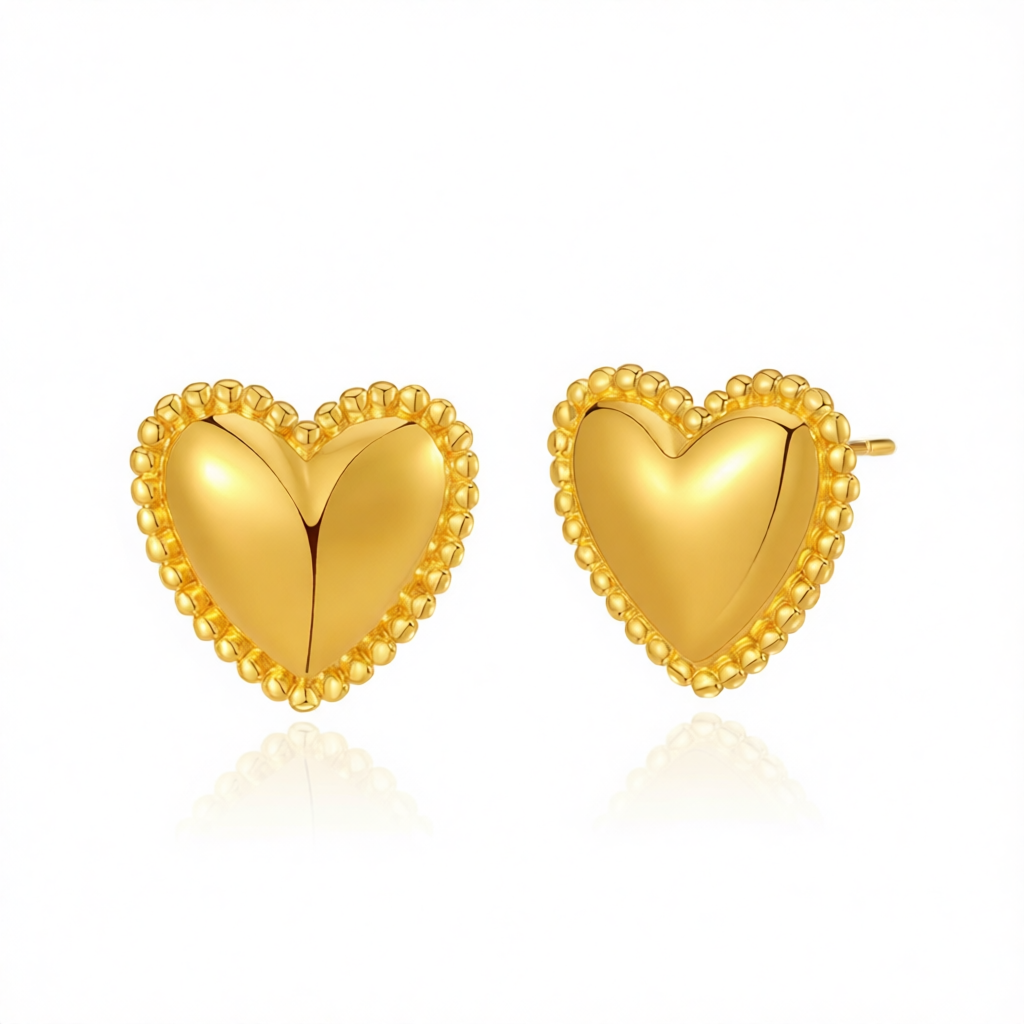 18K Gold-Plated Heart Stud Earrings