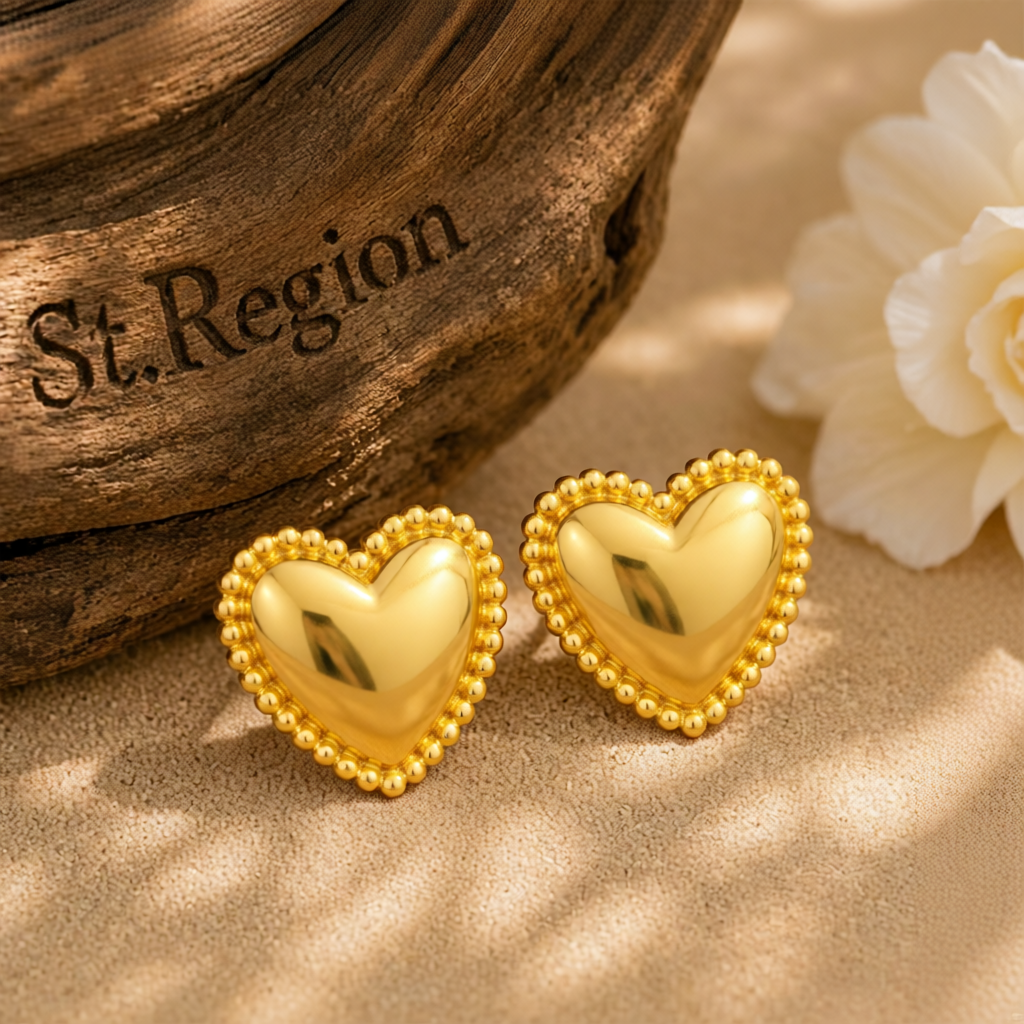 18K Gold-Plated Heart Stud Earrings