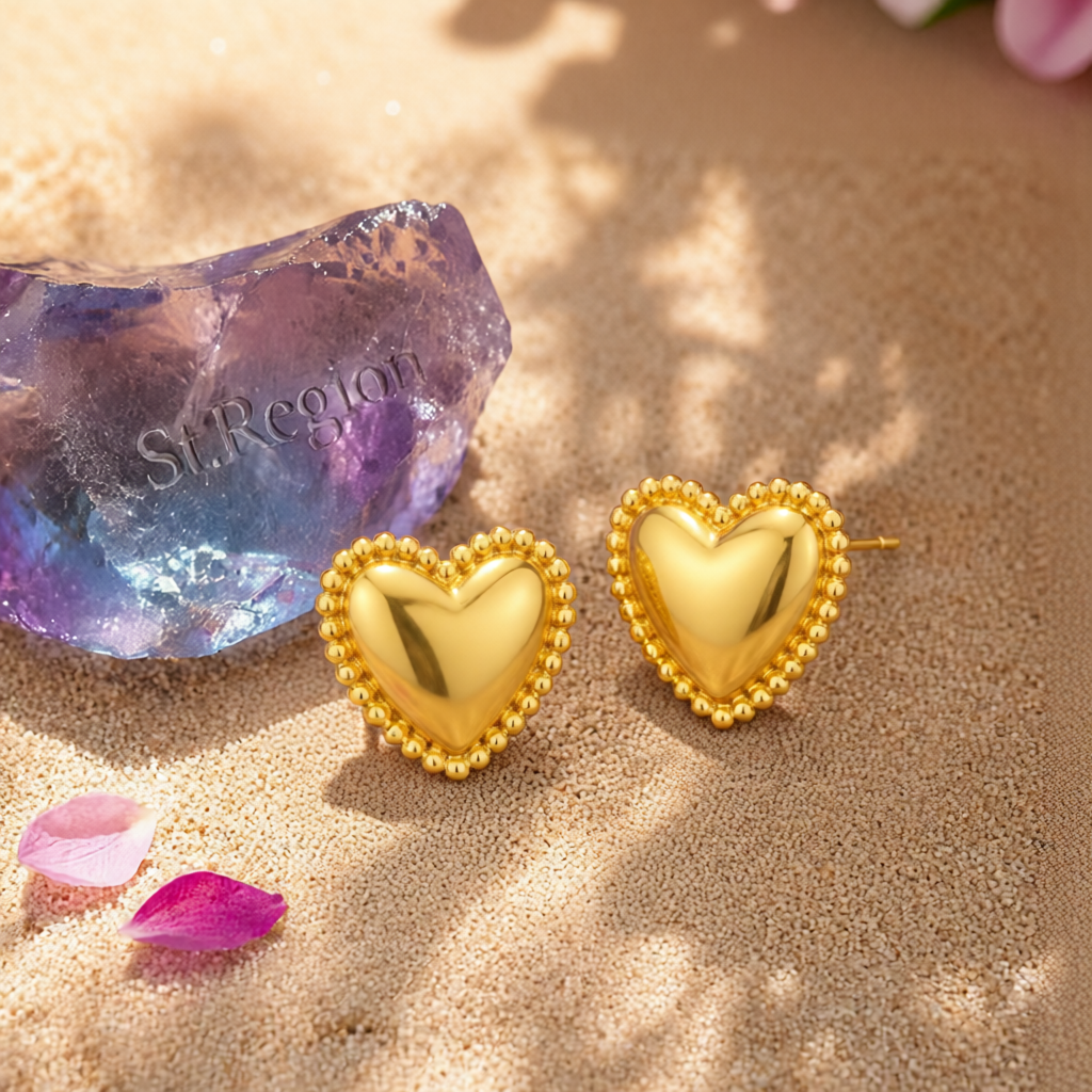 18K Gold-Plated Heart Stud Earrings