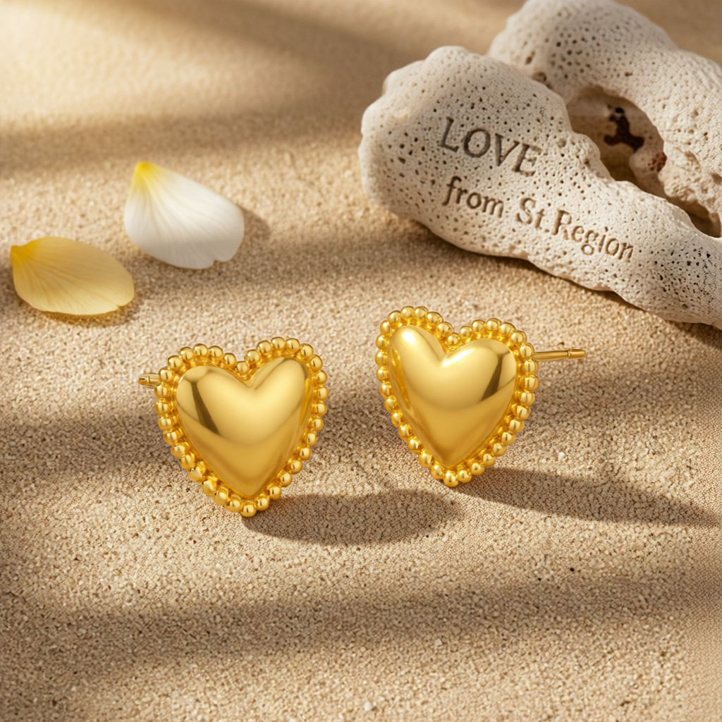 18K Gold-Plated Heart Stud Earrings
