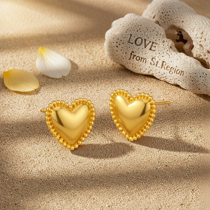 18K Gold-Plated Heart Stud Earrings