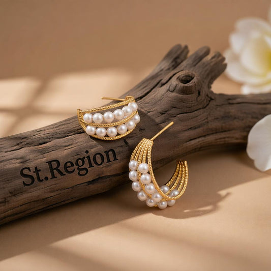 Pearl & 18K Gold-Plated Layered Huggie Earrings