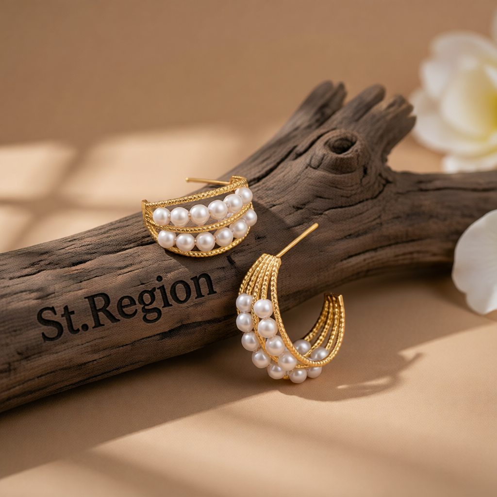 Pearl & 18K Gold-Plated Layered Huggie Earrings