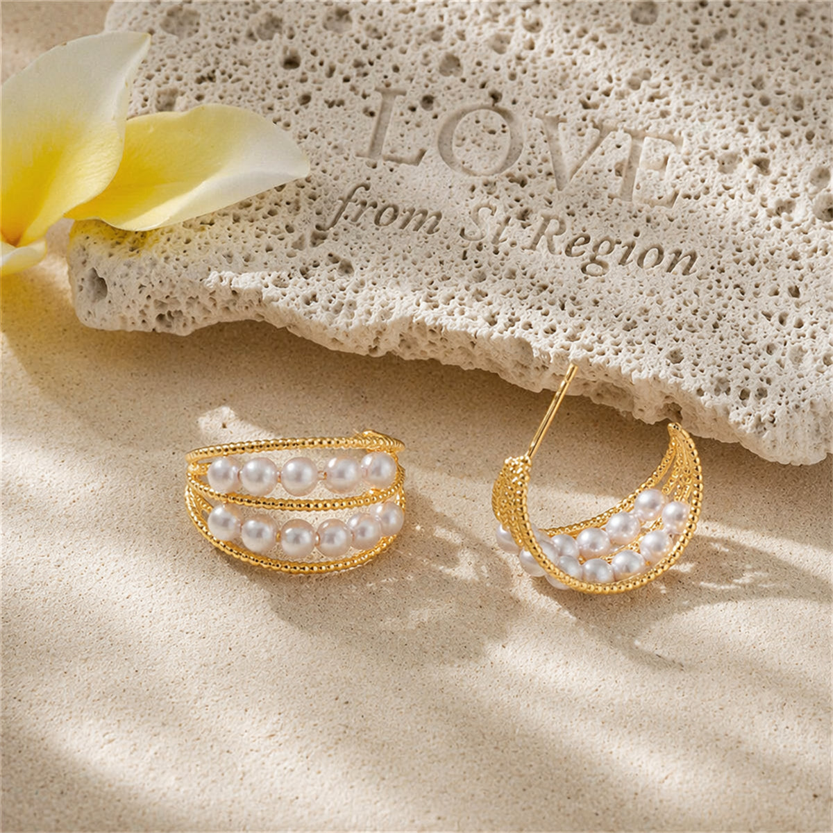 Pearl & 18K Gold-Plated Layered Huggie Earrings