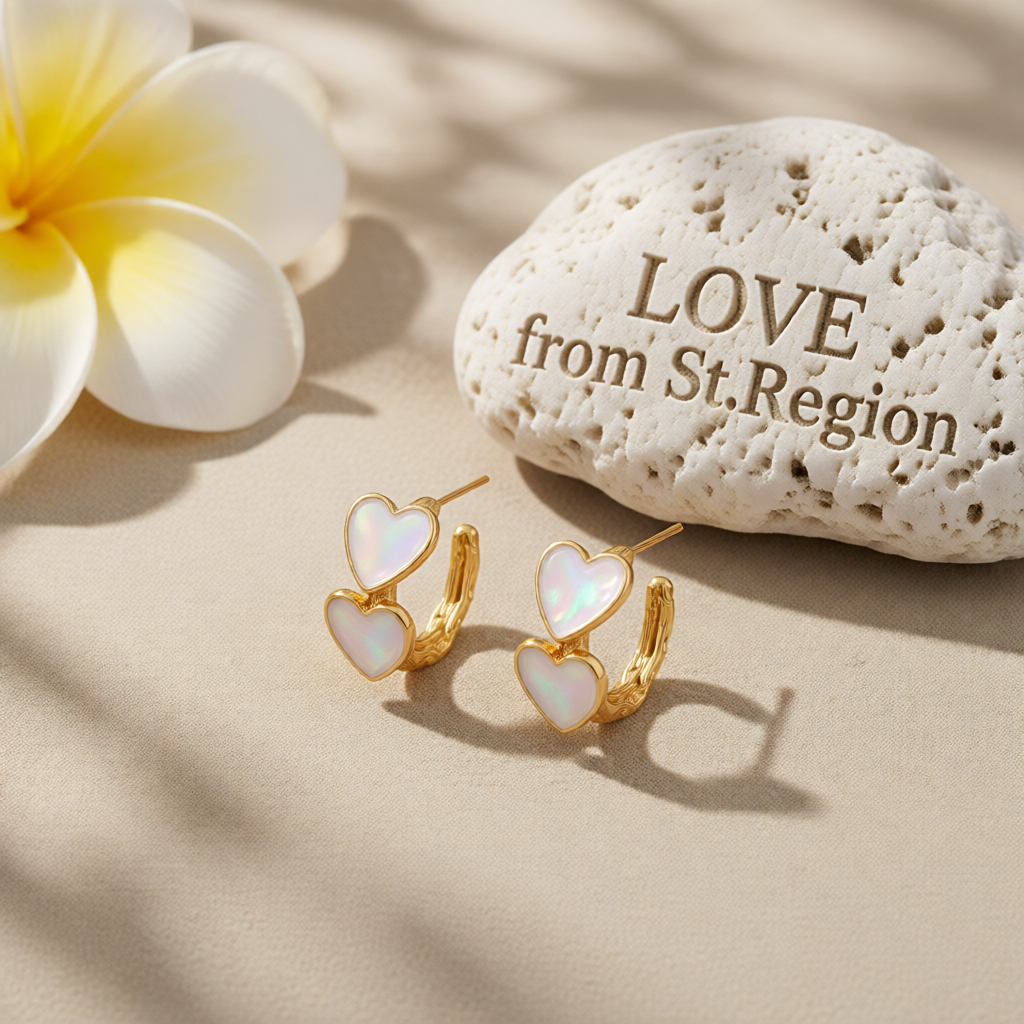White Enamel & 18K Gold-Plated Heart Huggie Earrings