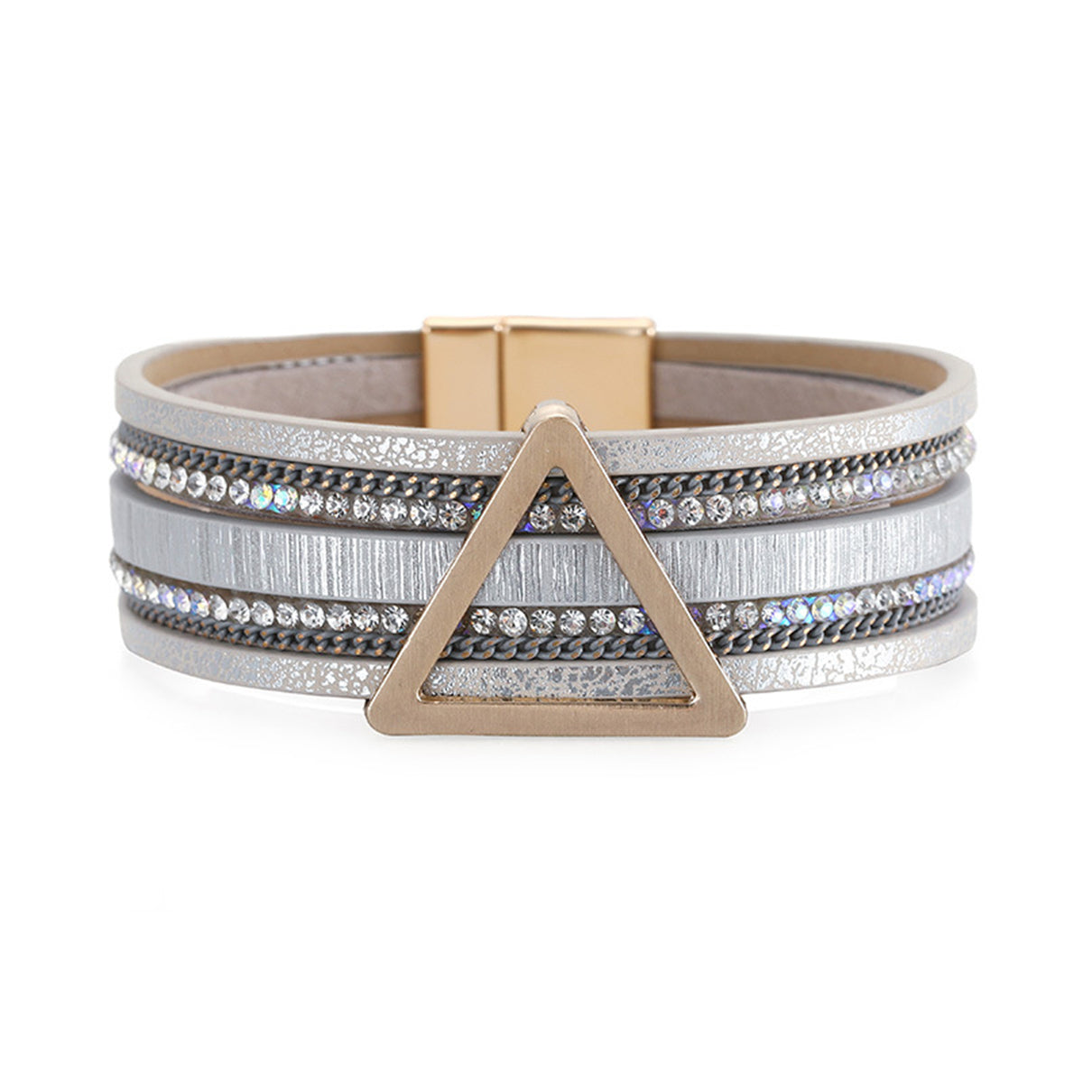 Polystyrene & Cubic Zirconia 18K Gold-Plated Triangle Layered Bracelet