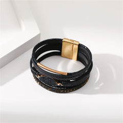 18K Gold-Plated & Black Polystyrene Layered Bracelet