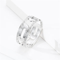 Cubic Zirconia & Silver-Plated Lock Bangle