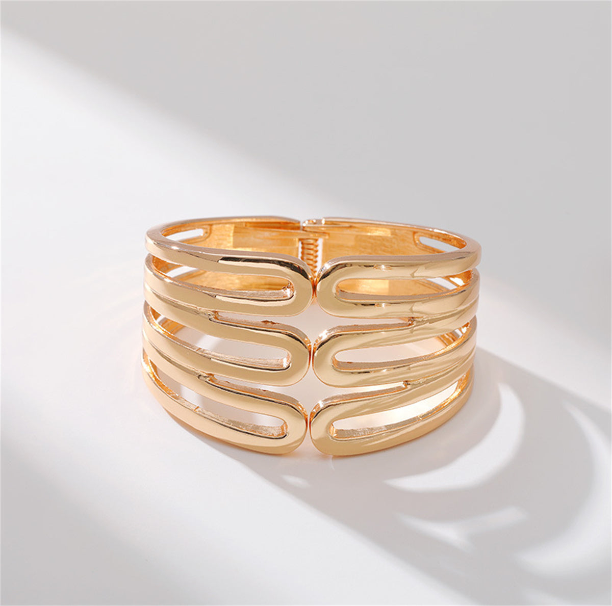 18K Gold-Plated Pins Layered Hinge Bangle, gold bangle bracelet, elegant gift for her, lifestyle look