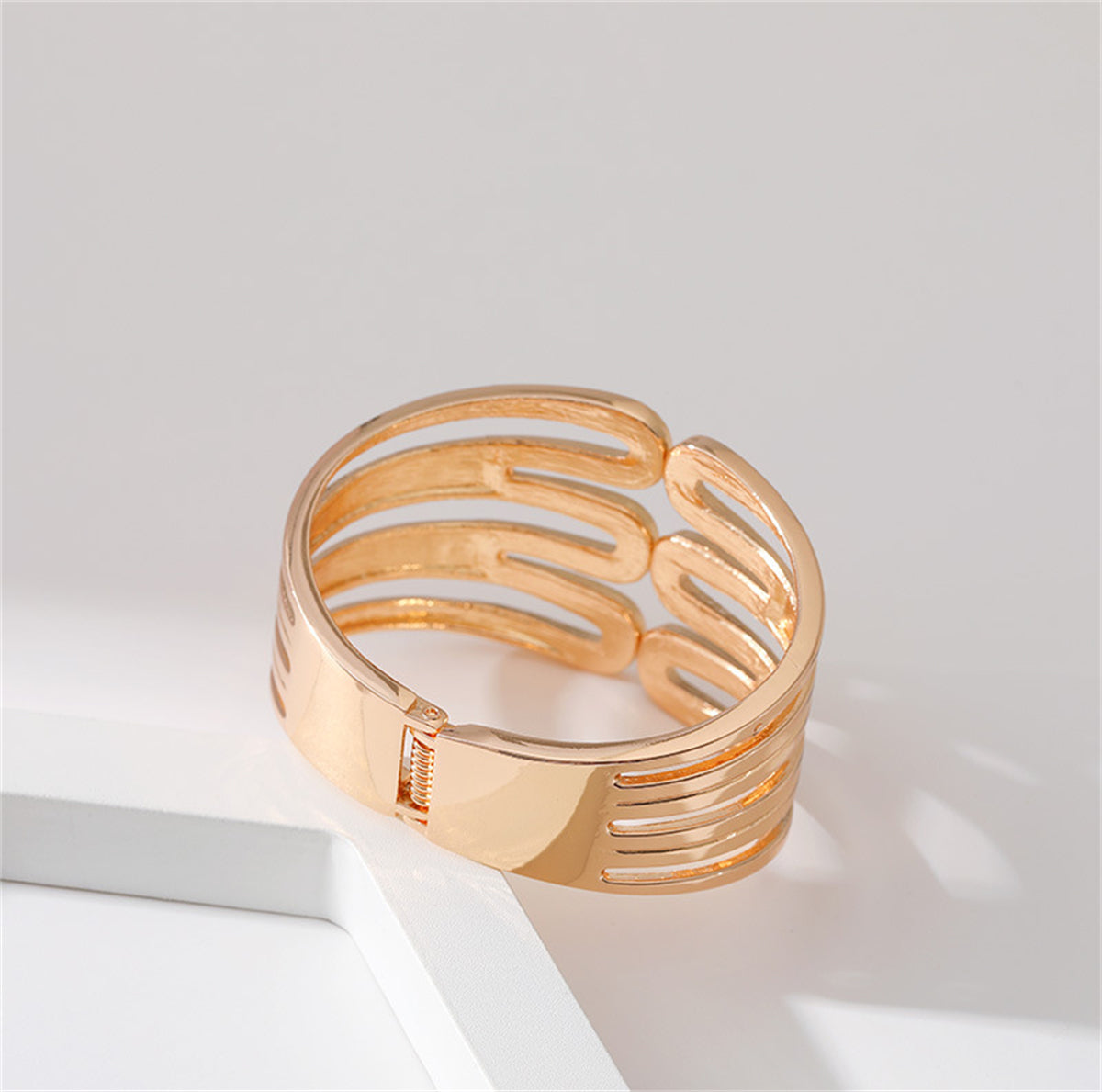 18K Gold-Plated Pins Layered Hinge Bangle, gold bangle bracelet, elegant gift for her, styled look