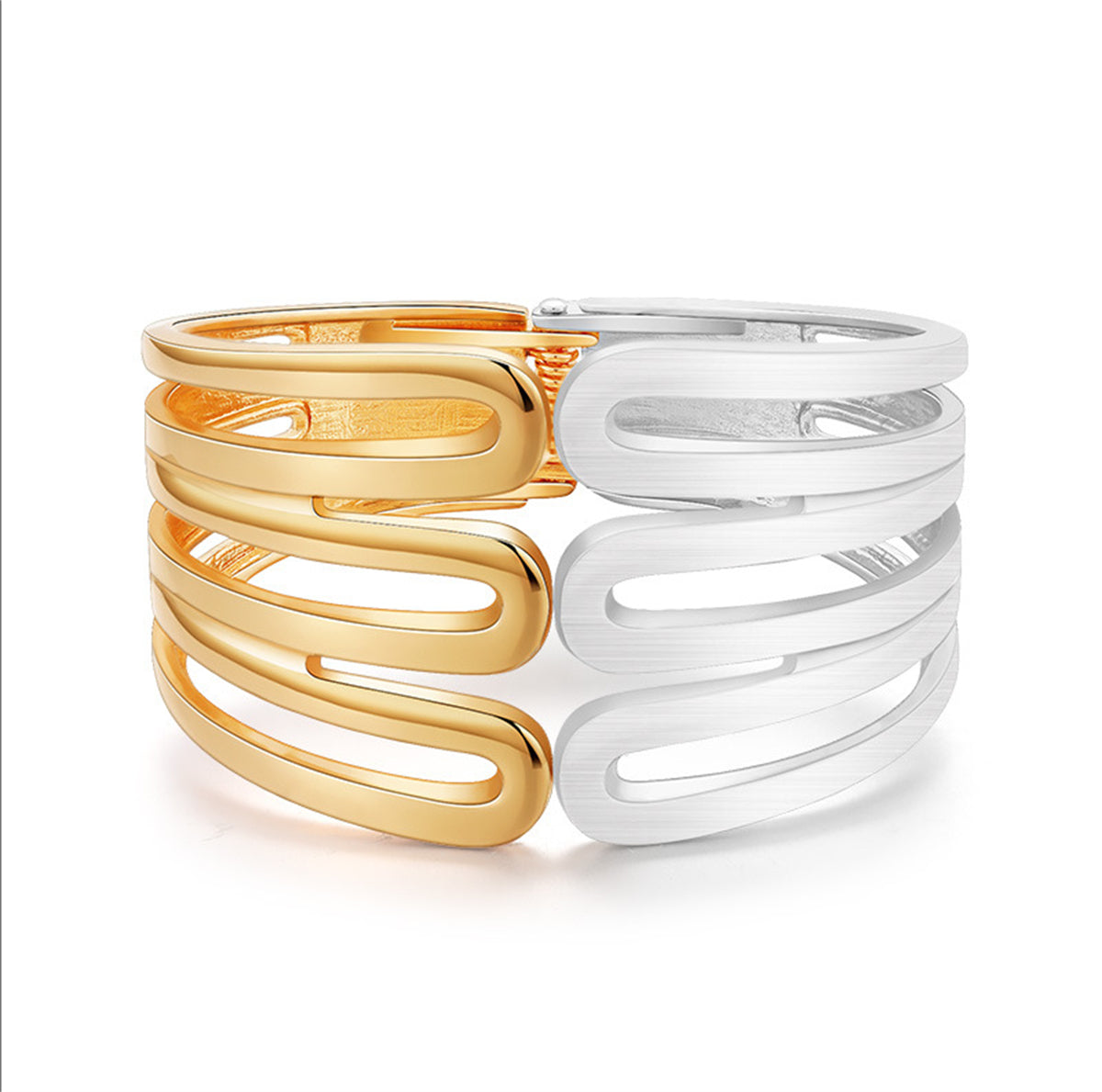 Two Tone Pins Layered Hinge Bangle