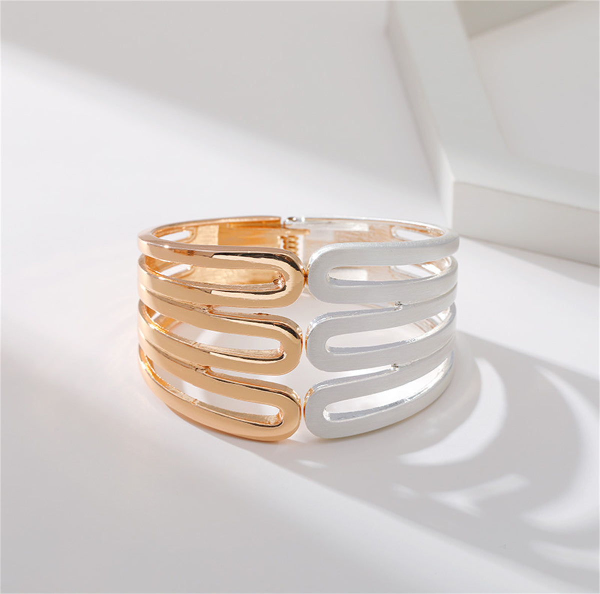 Two Tone Pins Layered Hinge Bangle