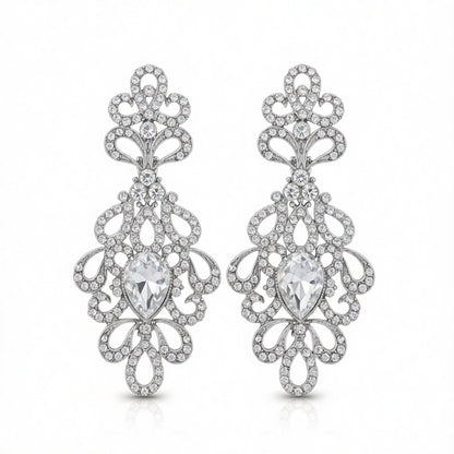 Cubic Zirconia and Crystal Botanical Drop Earrings, drop earrings for women, everyday style, side view
