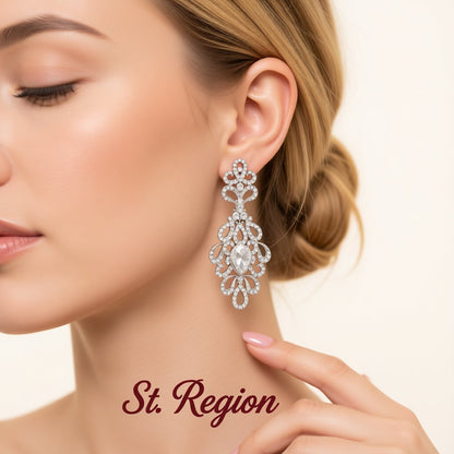 Cubic Zirconia and Crystal Botanical Drop Earrings, drop earrings for women, everyday style, styled look