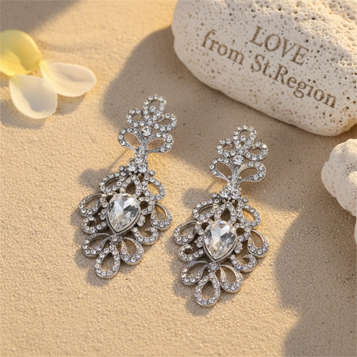 Cubic Zirconia and Crystal Botanical Drop Earrings, drop earrings for women, everyday style, lifestyle look