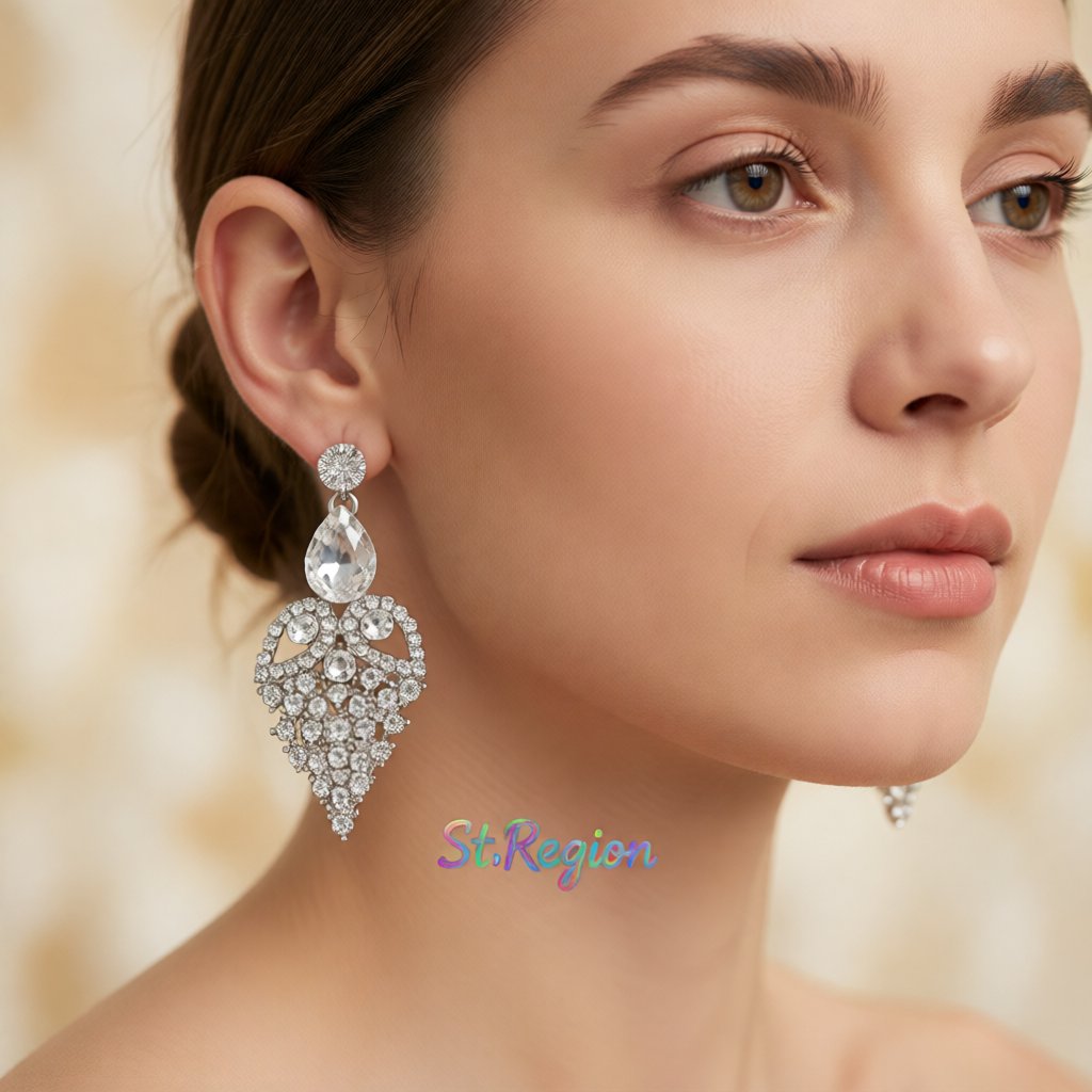 Cubic Zirconia and Crystal Openwork Heart Pear-Cut Drop Earrings, drop earrings for women, styled look
