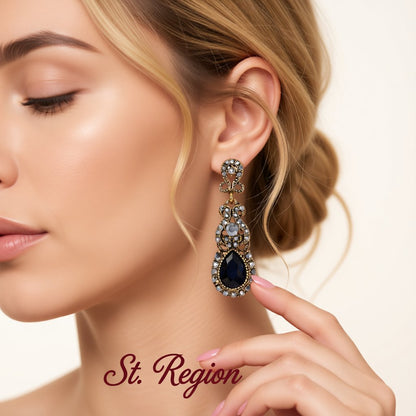 Black Crystal and Cubic Zirconia Botany Drop Earrings, drop earrings for women, elegant gift for her, styled look