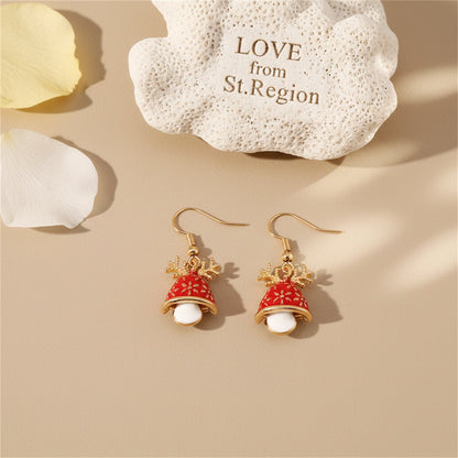 Red Enamel and 18K Gold-Plated Antler Bell Drop Earrings, gold drop earrings for women, everyday style, lifestyle look