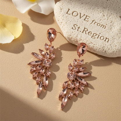 Champagne Crystal and 18K Gold-Plated Botanical Drop Earring, gold drop earrings for women, lifestyle look