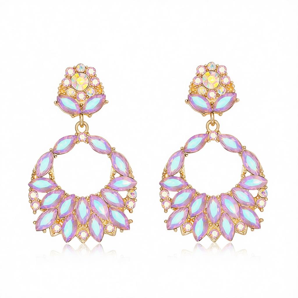 Blue Crystal & Cubic Zirconia 18K Gold-Plated Botanical Drop Earrings