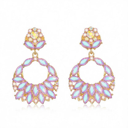 Blue Crystal & Cubic Zirconia 18K Gold-Plated Botanical Drop Earrings