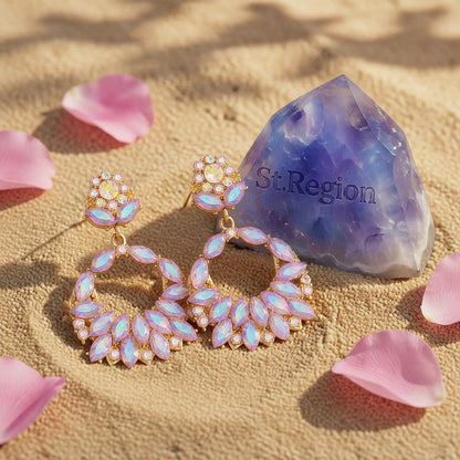 Blue Crystal & Cubic Zirconia 18K Gold-Plated Botanical Drop Earrings