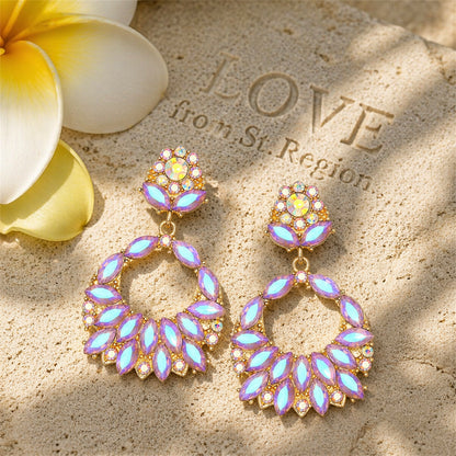 Blue Crystal & Cubic Zirconia 18K Gold-Plated Botanical Drop Earrings