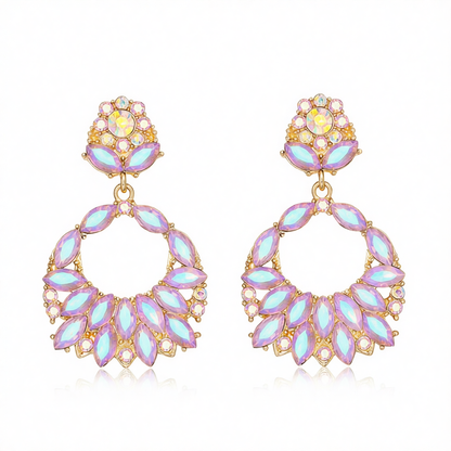 Blue Crystal & Cubic Zirconia 18K Gold-Plated Botanical Drop Earrings