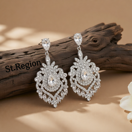 Crystal & Cubic Zirconia Silver-Plated Botanical Drop Earrings