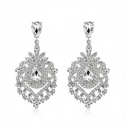 Crystal & Cubic Zirconia Silver-Plated Botanical Drop Earrings