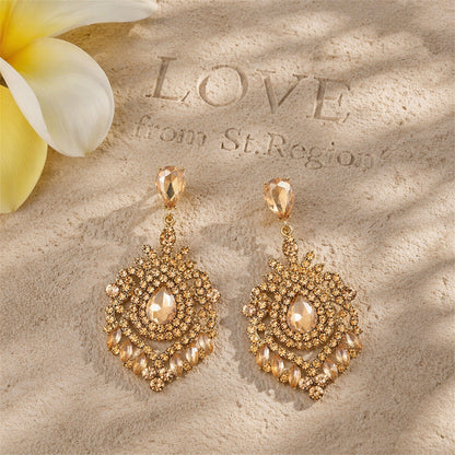 Yellow Crystal & Cubic Zirconia 18K Gold-Plated Botanical Drop Earrings
