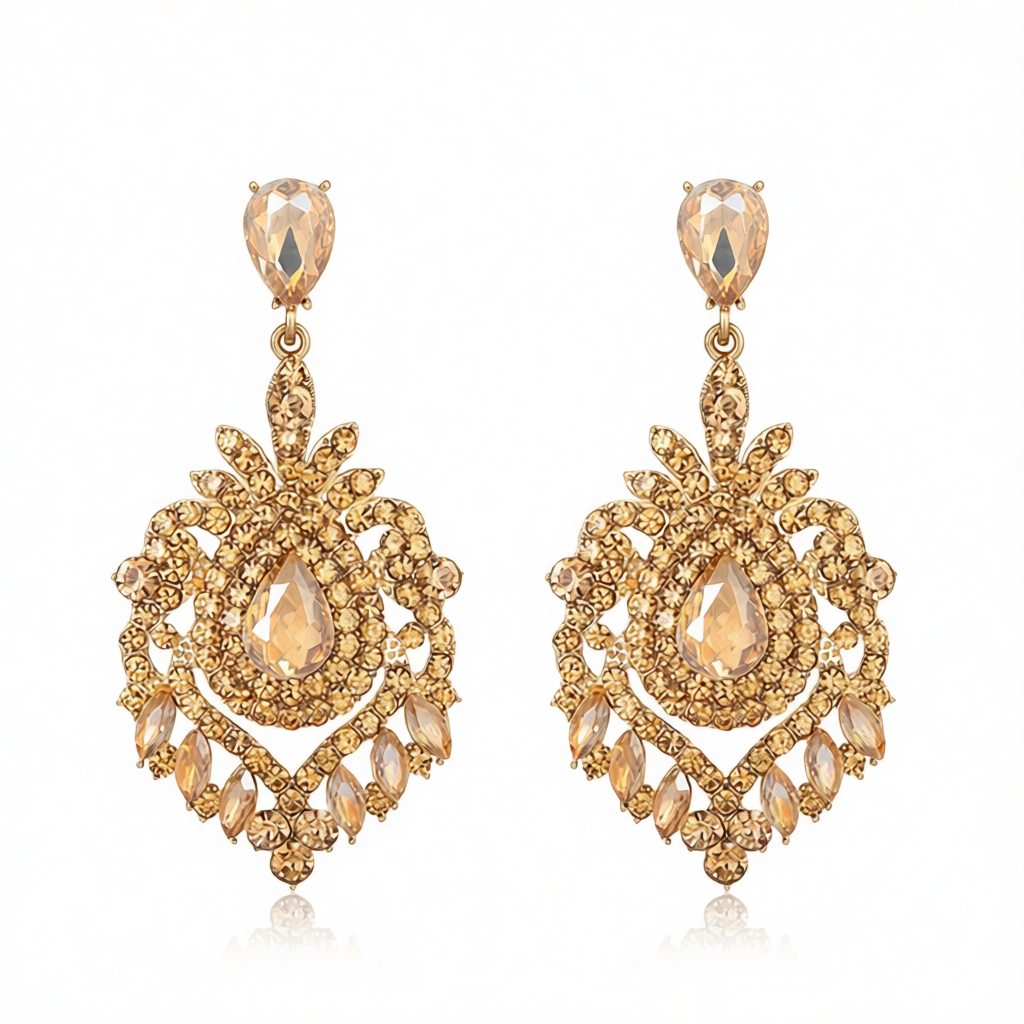 Yellow Crystal & Cubic Zirconia 18K Gold-Plated Botanical Drop Earrings