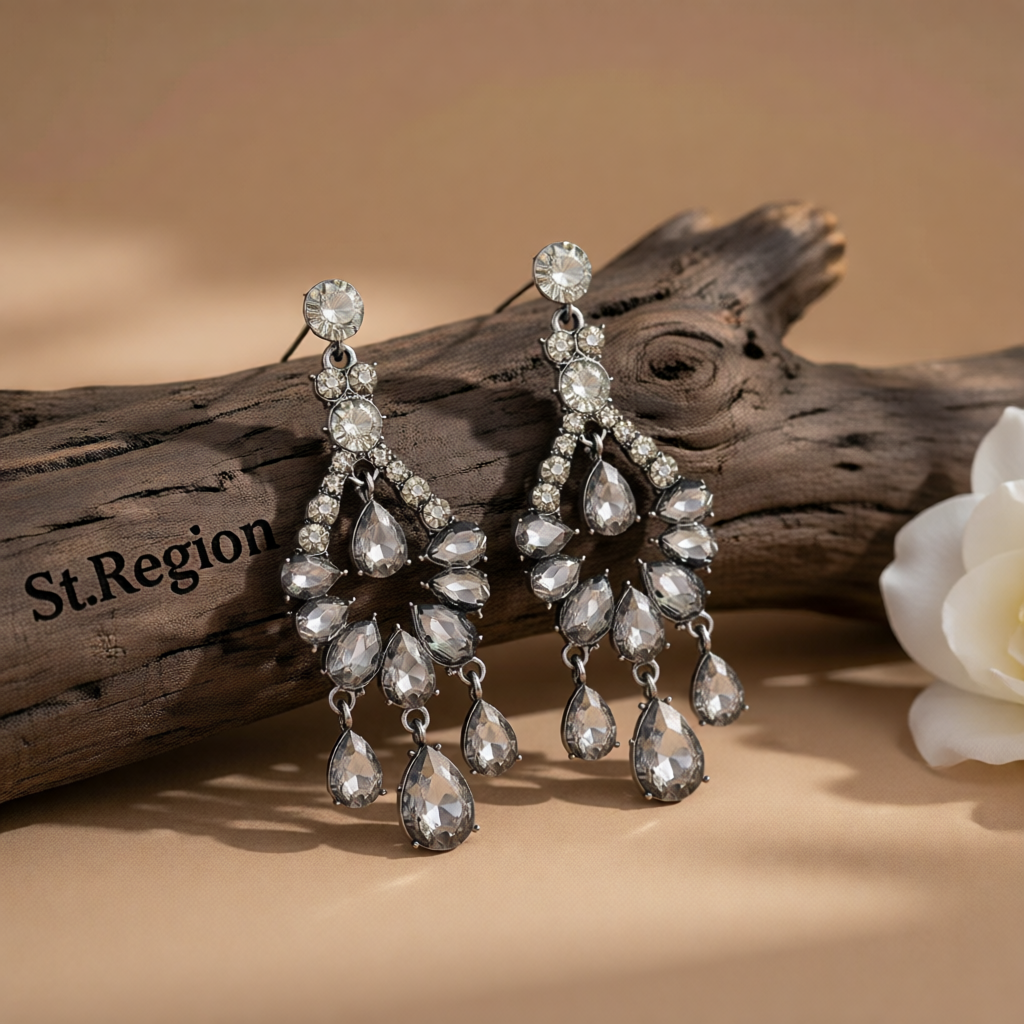 Cubic Zirconia & Crystal Chandelier Drop Earrings