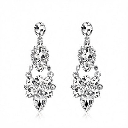 Crystal & Cubic Zirconia Silver-Plated Cluster Drop Earrings
