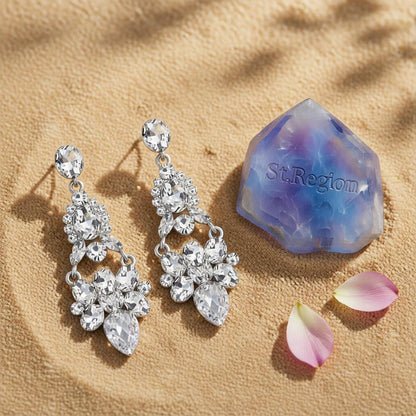 Crystal & Cubic Zirconia Silver-Plated Cluster Drop Earrings