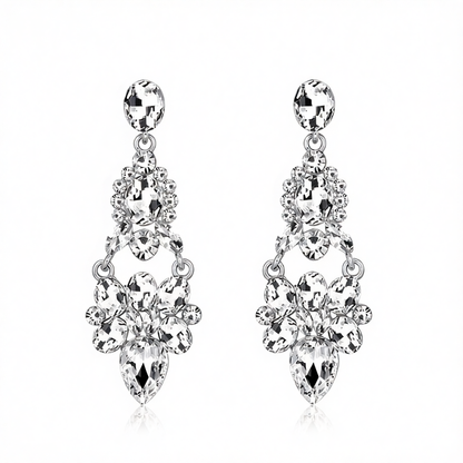 Crystal & Cubic Zirconia Silver-Plated Cluster Drop Earrings