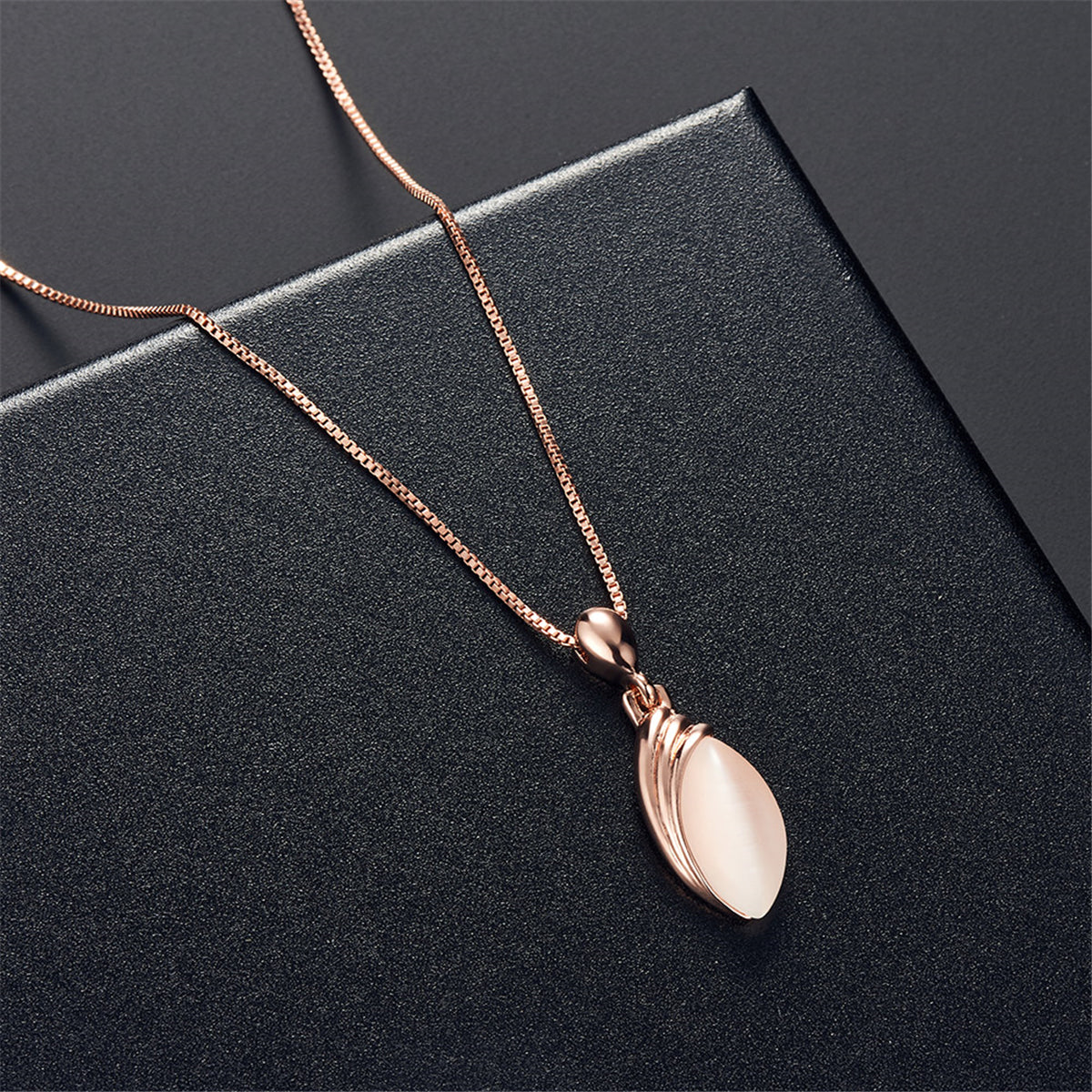 Cats Eye & 18K Rose Gold-Plated Pear Pendant Necklace & Stud Earrings