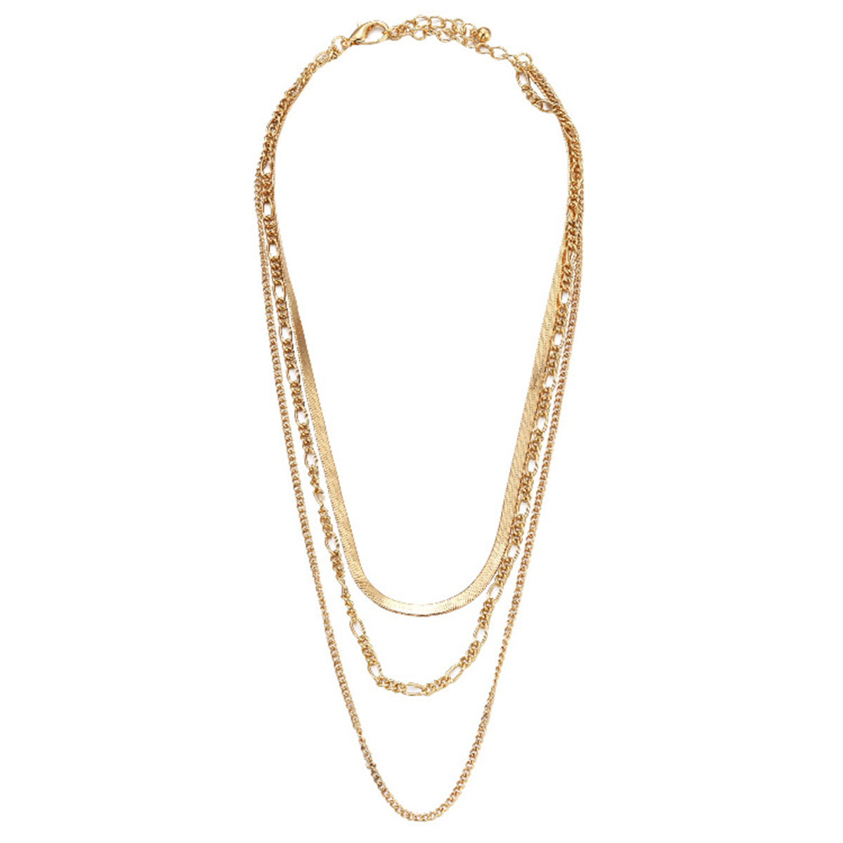 18K Gold-Plated Snake Chain Layered Necklace, gold pendant necklace for women, elegant gift for her, front view